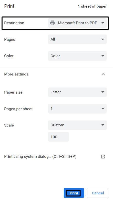 select-microsoft-to-pdf-option